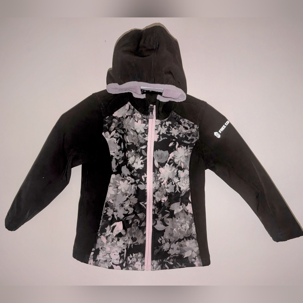 Free Country Black And Pink Hooded Jacket Youth Size 5/6